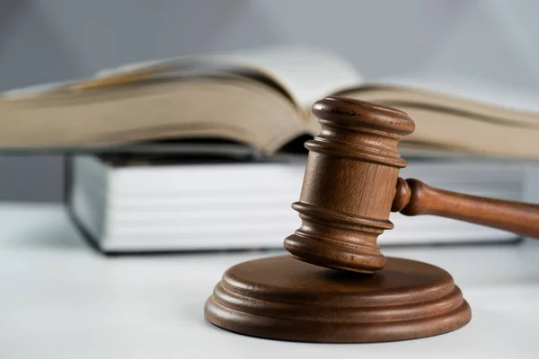 Lei Justiça Conceito Martelo Juiz Martelo Madeira — Fotografia de Stock