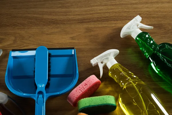 Colourful Tools Floor Washing Household Cleaning Concept Cleaning Kit — Stock Photo, Image