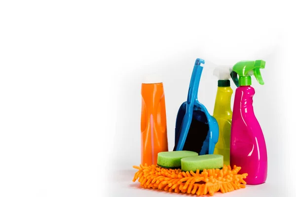 Herramientas Coloridas Para Limpieza Concepto Limpieza Del Hogar Kit Limpieza — Foto de Stock