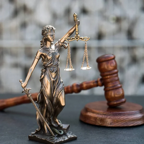 Статуя Правосудия Либрой Судебной Правовой Тематикой — стоковое фото