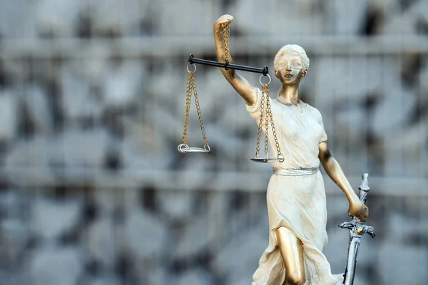 Posąg Sprawiedliwości Wabry Sądu Tła Prawa — Zdjęcie stockowe