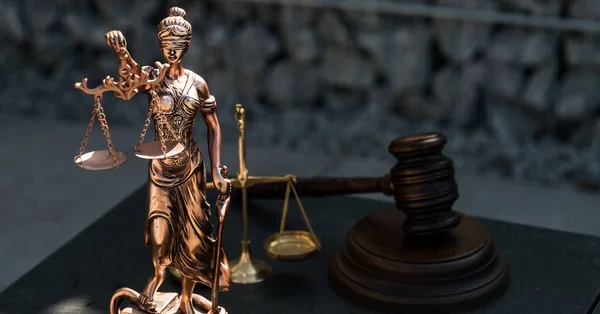 Estatua Justicia Con Libra Tribunal Derecho Tema Fondo — Foto de Stock