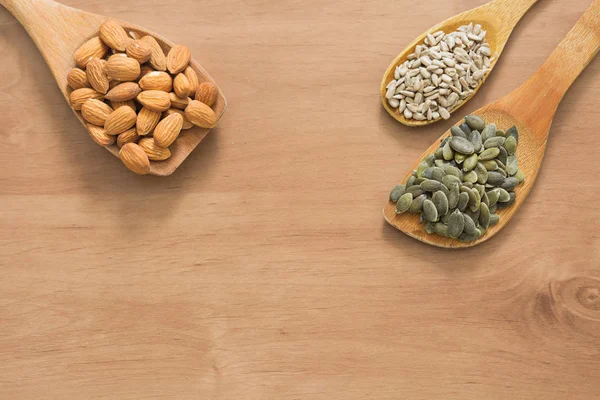 Almonds, squash and sunflower seeds