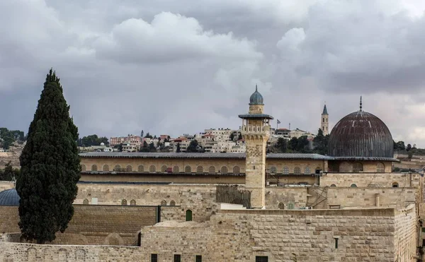 Aqsa Mosque Stary Tło Miasta Jerozolima — Zdjęcie stockowe