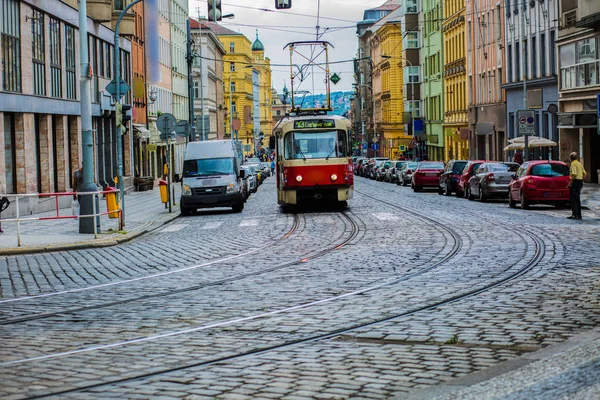 Prague tramway railways  electric street background