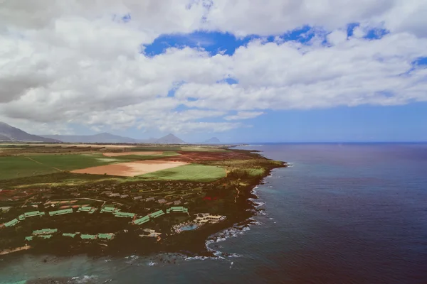 Lot helikopterem nad wyspa Mauritius — Zdjęcie stockowe