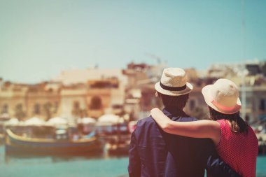 mutlu turist çift Malta, Europe
