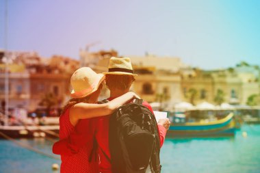 mutlu turist çift Malta, Europe