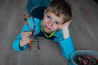 Çubuk ve kil, mühendislik ve BTMM 'den DNA modeli yapan çocuk