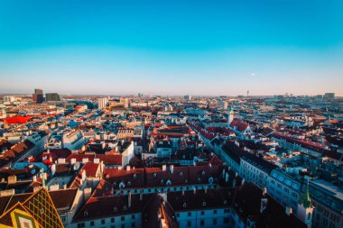 Viyana şehir silüeti, yukarıdan gökyüzü manzarası
