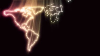 parlayan Dünya Haritası kıtalar haline