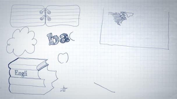 Volver a la escuela Scribbling Animation — Vídeo de stock