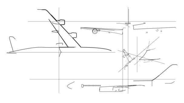 Caducidade técnica do tempo de desenho da aeronave — Vídeo de Stock