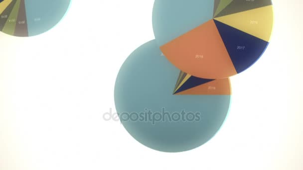 Falling, Bouncing Pie Charts in Slow Motion — Stock Video