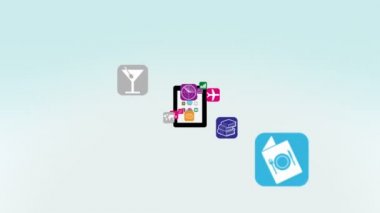 Tablet bilgisayar Intro animasyonu ile Alfa mat üzerinde Apps