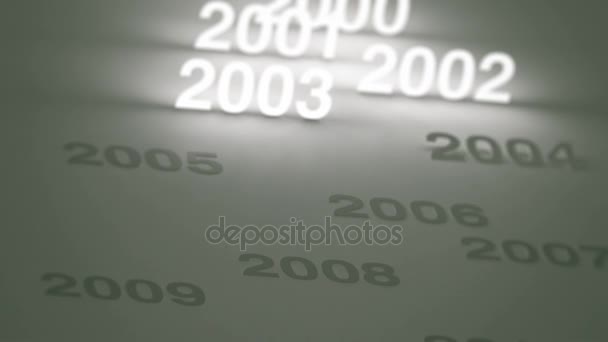 Świecące numery osi czasu: 2000s i 2010s — Wideo stockowe