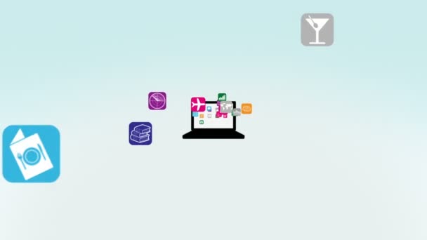 App sul computer portatile Intro Animazione con Alpha Matte — Video Stock