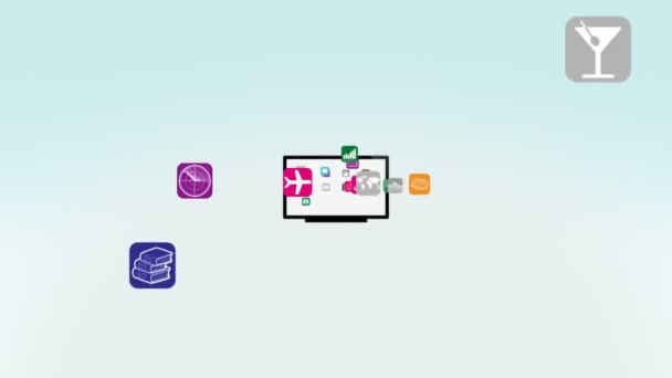 App sullo schermo TV Intro Animazione con Alpha Matte — Video Stock