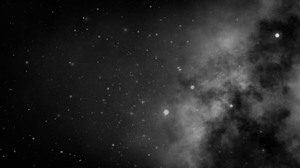 Lento movimento sereno profondo spazio galassia e stelle sfondo bianco e nero 4K — Video Stock