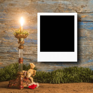 Noel fotoğraf çerçevesi kartları için bir fotoğraf