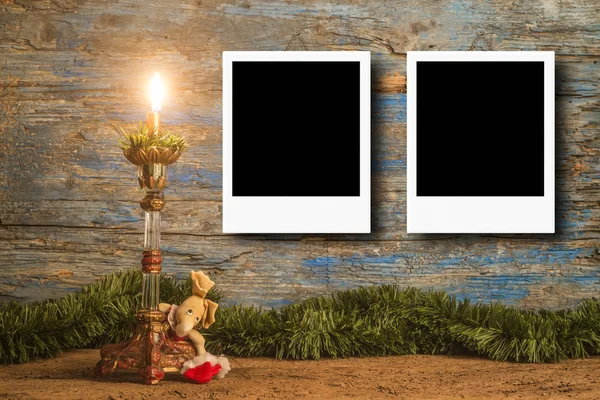 Noel fotoğraf çerçevesi kartları iki fotoğraf için — Stok fotoğraf