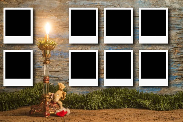 Christmas picture frames for eight photos — Stock Photo, Image