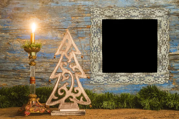 Christmas photo frame greeting card — Stock Photo, Image