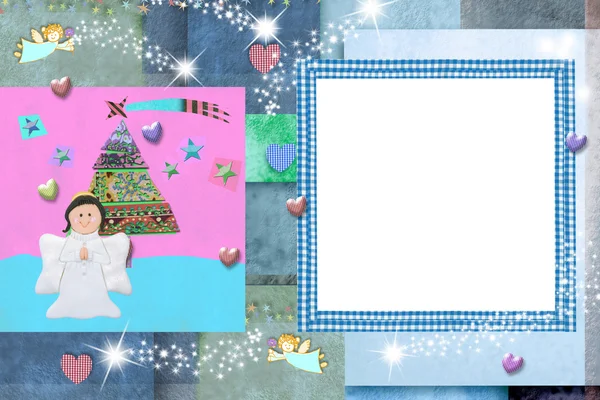 Bebek ve çocuklar için Noel fotoğraf çerçevesi kartı — Stok fotoğraf