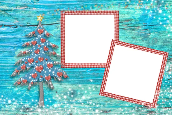 Christmas tree photo frames cards — Stock Photo, Image