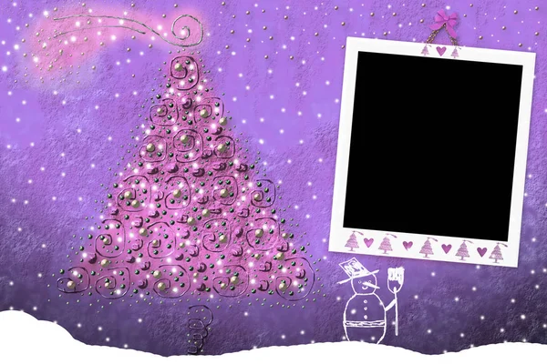 女の赤ちゃんのためのクリスマスの空のフォト フレーム — ストック写真