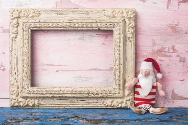 Natal Santa vazio foto frame card — Fotografia de Stock