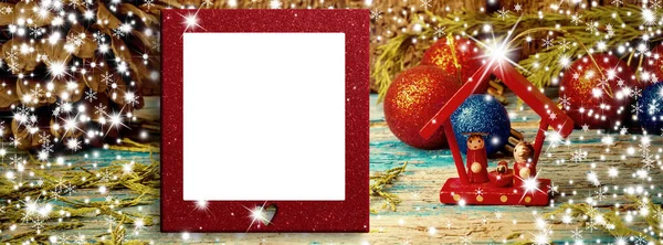 圣诞节空白图片框卡 — 图库照片