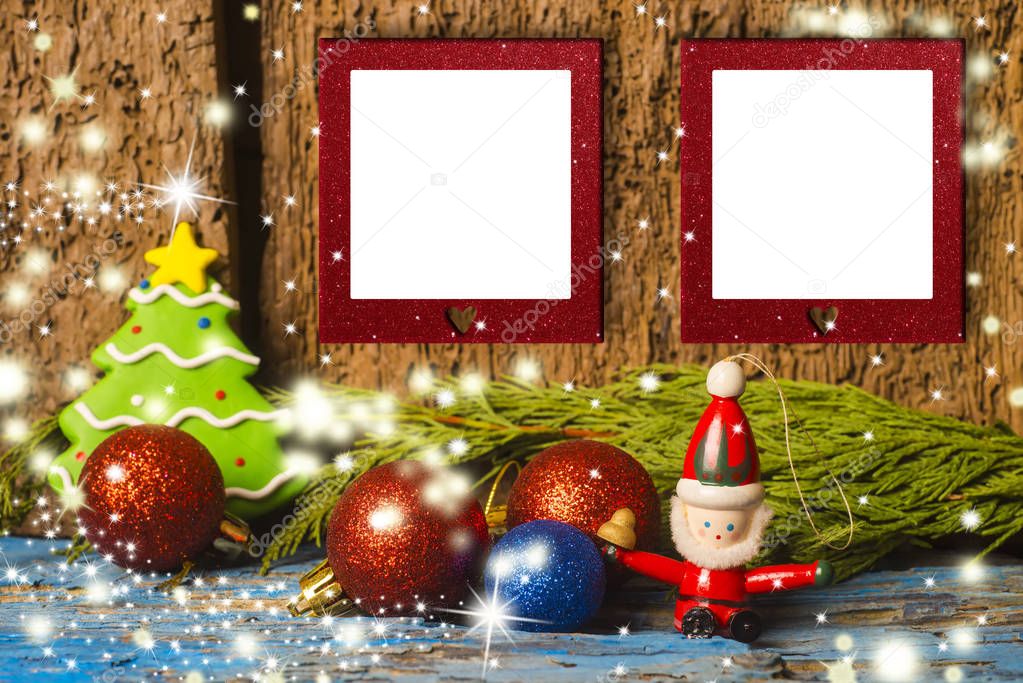 Cute Christmas two empty photo frames card
