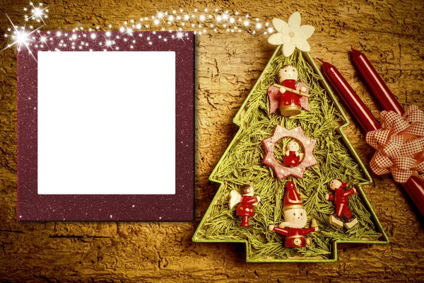 Natal foto quadro cartões, árvore alegre — Fotografia de Stock