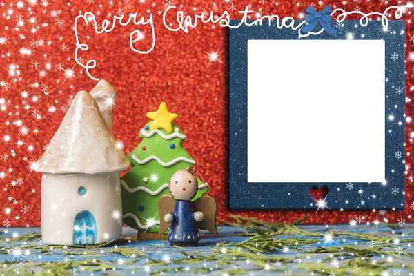 Christmas cards, empty photo frame. — Stock Photo, Image