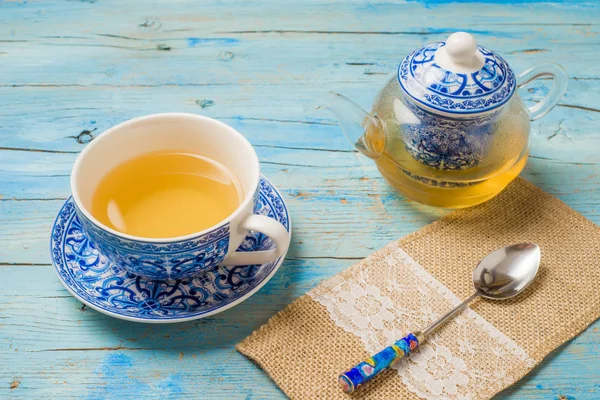 Teatime, pot and cup — Stock Photo, Image