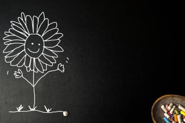 Çizim kart komik ayçiçeği tebeşir.