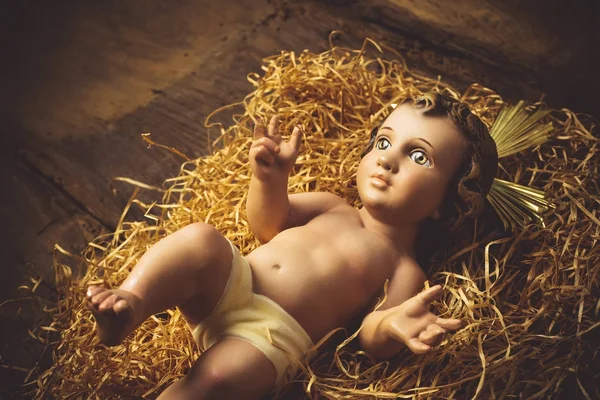 Baby Jezus oude beeldje — Stockfoto