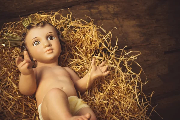 Bebek Jesus Noel kartı. — Stok fotoğraf