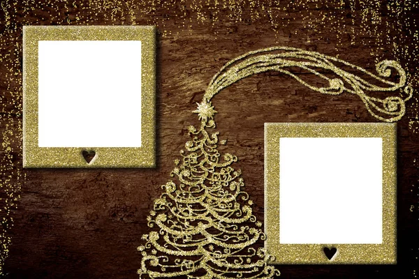 Kerstmis twee frames Fotokaart. — Stockfoto