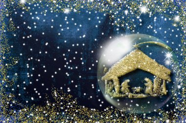 Doğuş sahne Noel tebrik kartları