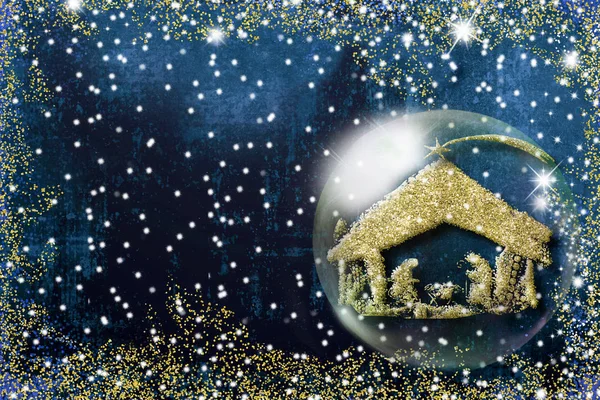 Födelsekyrkan scenen Christmas gratulationskort — Stockfoto