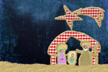 Sevimli Noel doğum sahnesi tebrik kartı