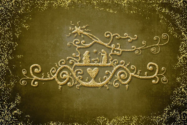 キリスト降誕のシーンのグリーティング カード — ストック写真