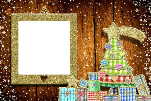 Vánoční prázdné Foto rámeček pozdrav auto — Stock fotografie