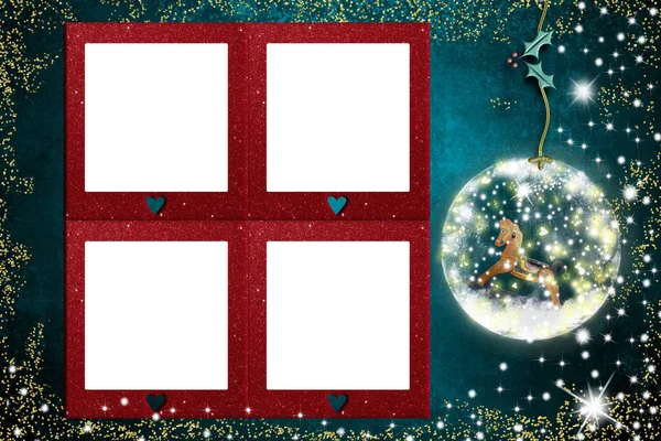 Cuatro marcos de fotos Tarjeta de Navidad —  Fotos de Stock