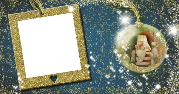 Santa, tarjeta de felicitación de marco de Navidad — Foto de Stock