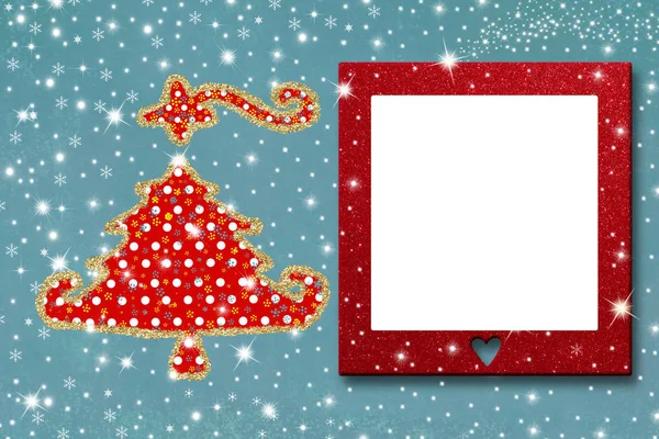 Natal foto frame cartão de saudação — Fotografia de Stock