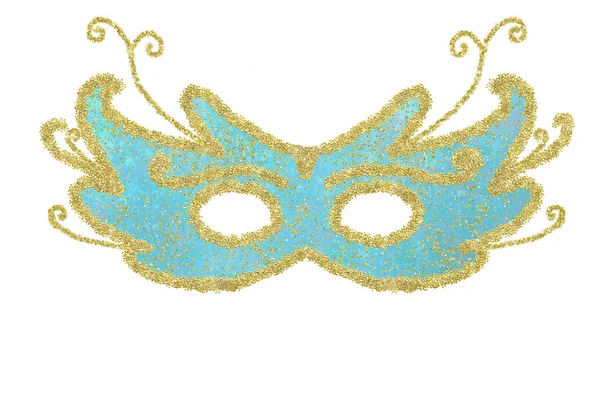 Carnaval máscara ocular azul y oro aislado . —  Fotos de Stock