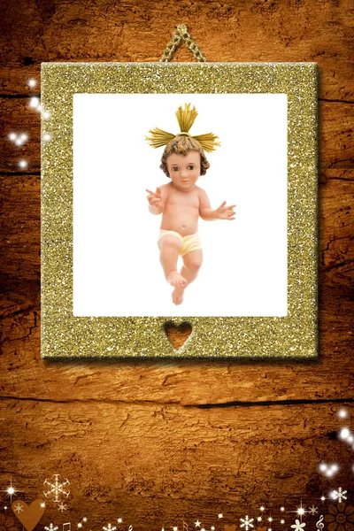 Christmas gratulationskort, Baby Jesus. — Stockfoto